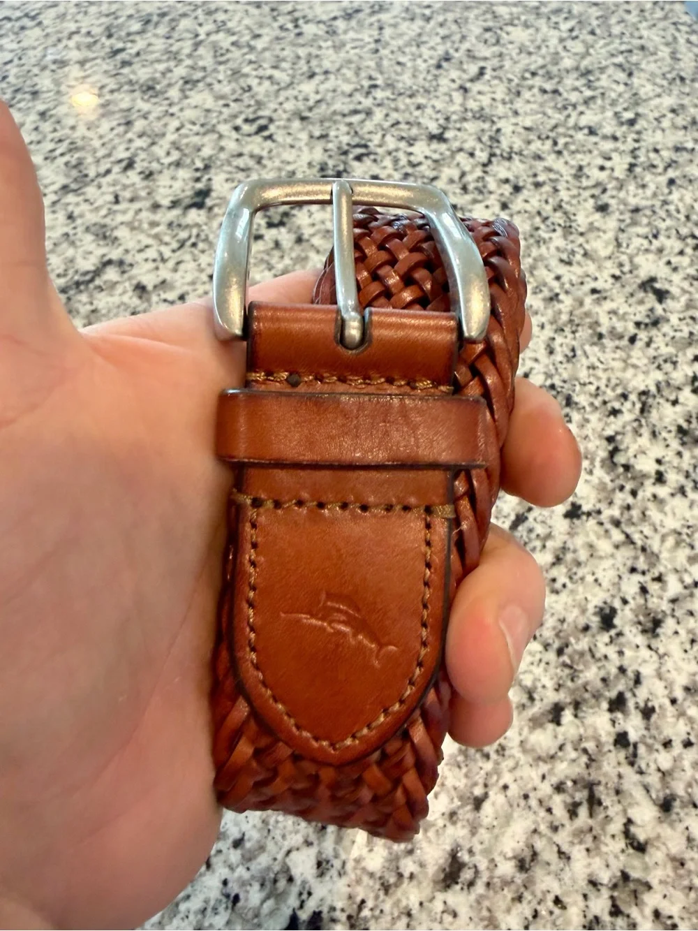 NEW Tommy Bahama Braided Woven Leather Belt - Men's 42 / 44 - 11TM04XZ06-251 Tan